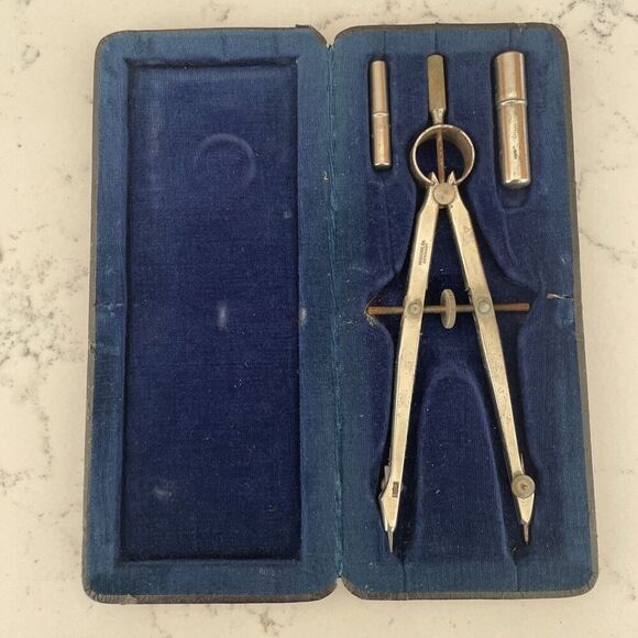 Drafting Tools Set Herschel #1524 Made in Germany VTG Vintage with Case - Picture 1 of 3
